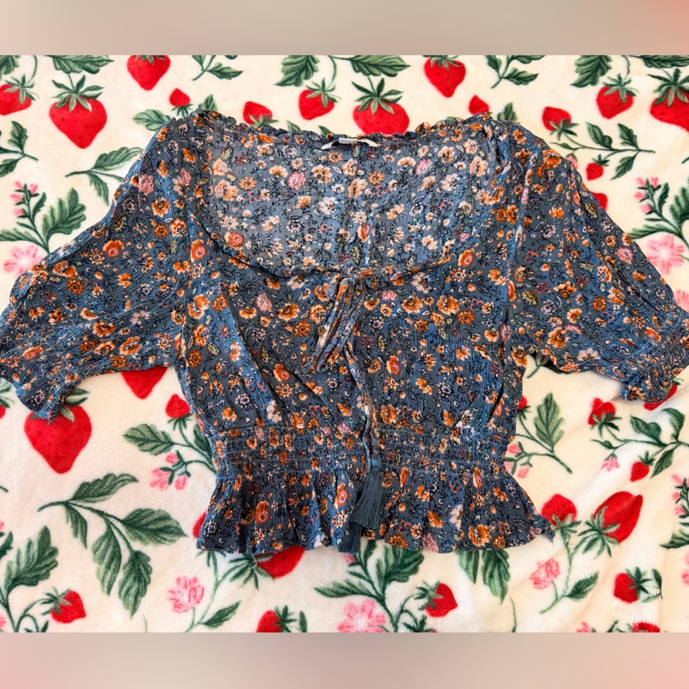 American Eagle Outfitters Blue Floral Top